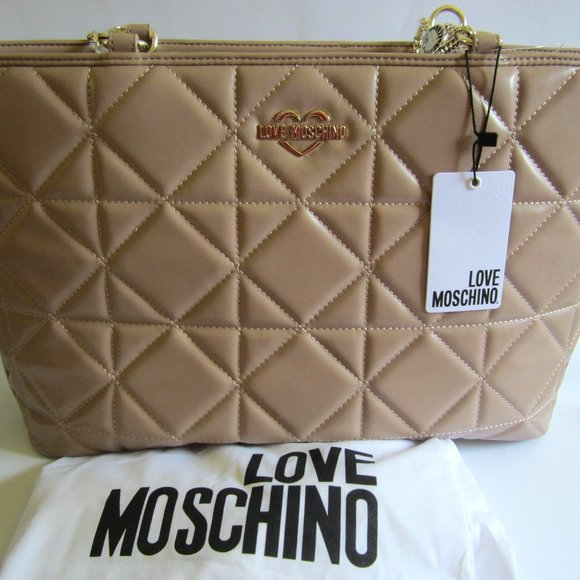 Moschino Handbags - Love Moschino Vegan Leather Quilted Zip Closure Shoulder Handbags Tote